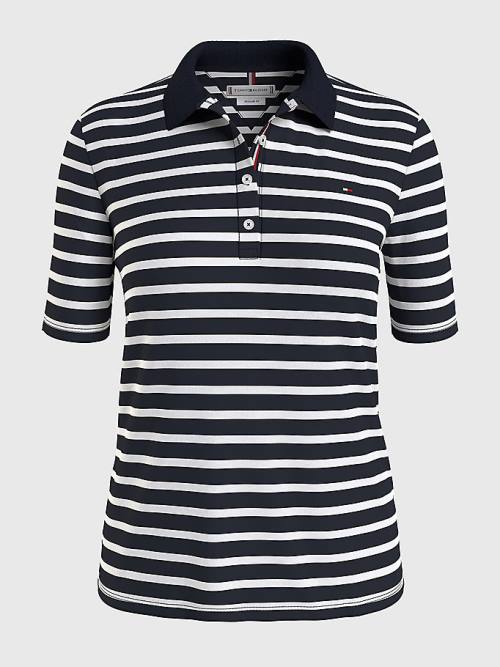 Tommy Hilfiger Essentials Stripe Poloshirt Dames Blauw | TH062XIF