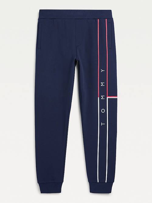 Tommy Hilfiger Exclusive Flag Logo Cuffed Joggers Broek Heren Blauw | TH376GUM