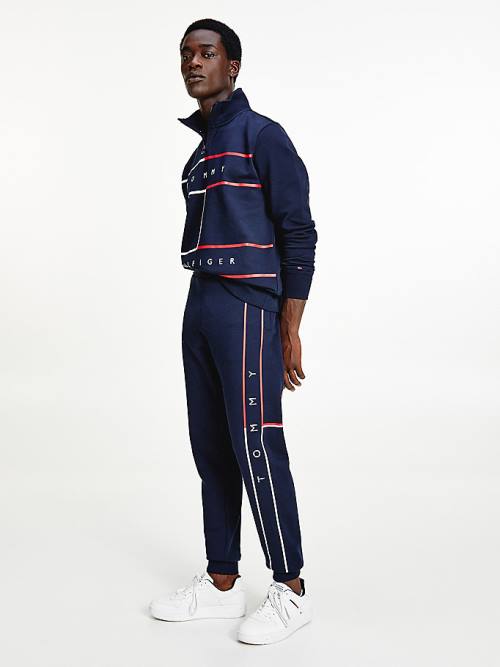 Tommy Hilfiger Exclusive Flag Logo Cuffed Joggers Broek Heren Blauw | TH376GUM