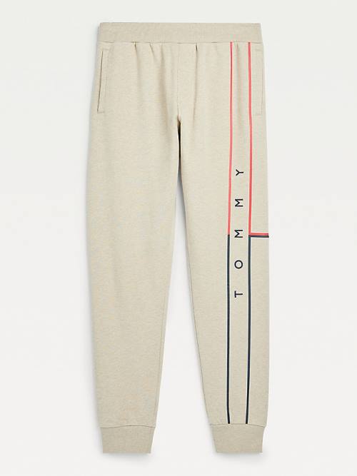 Tommy Hilfiger Exclusive Flag Logo Cuffed Joggers Broek Heren Beige | TH874KWU