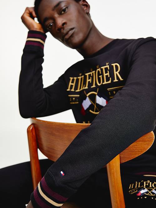 Tommy Hilfiger Exclusive Flag Logo Sweatshirts Heren Zwart | TH629BGF