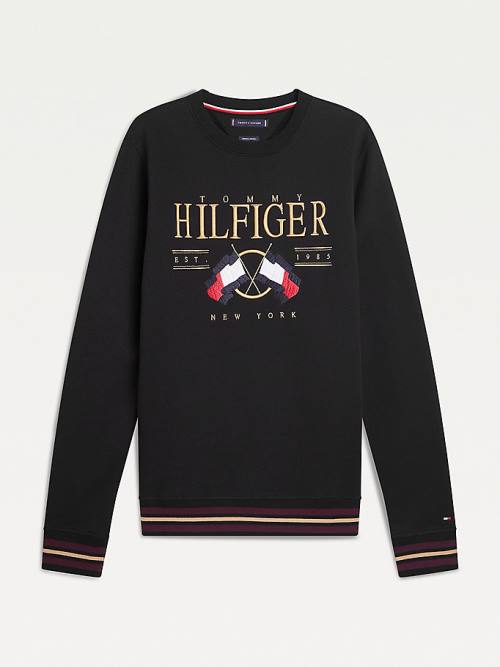 Tommy Hilfiger Exclusive Flag Logo Sweatshirts Heren Zwart | TH629BGF