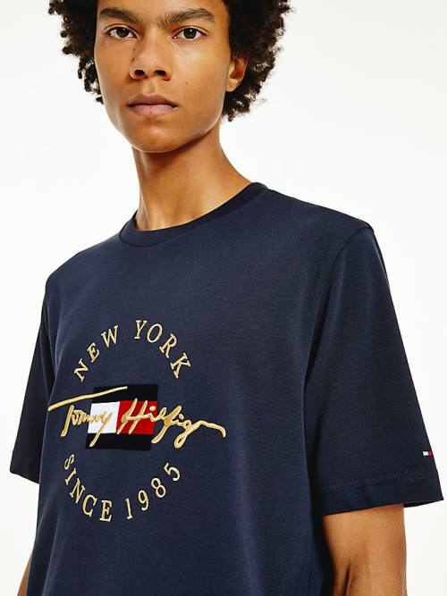 Tommy Hilfiger Exclusive Icons Organic Katoenen T-shirts Heren Blauw | TH469HJX