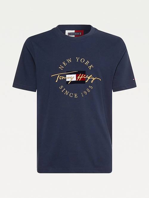 Tommy Hilfiger Exclusive Icons Organic Katoenen T-shirts Heren Blauw | TH469HJX