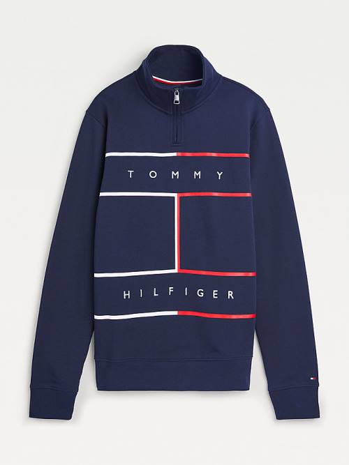 Tommy Hilfiger Exclusive Mock Turtleneck Sweatshirts Heren Blauw | TH376BLP