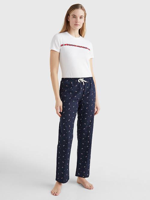 Tommy Hilfiger Exclusive Organic Katoenen Print Broek Dames Blauw | TH038XAS