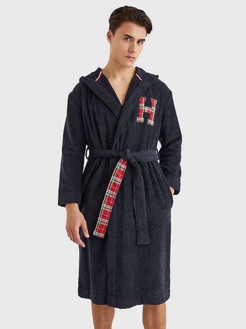 Tommy Hilfiger Exclusive Organic Katoenen Monogram Bathrobe Pyjamas Heren Blauw | TH203SJY