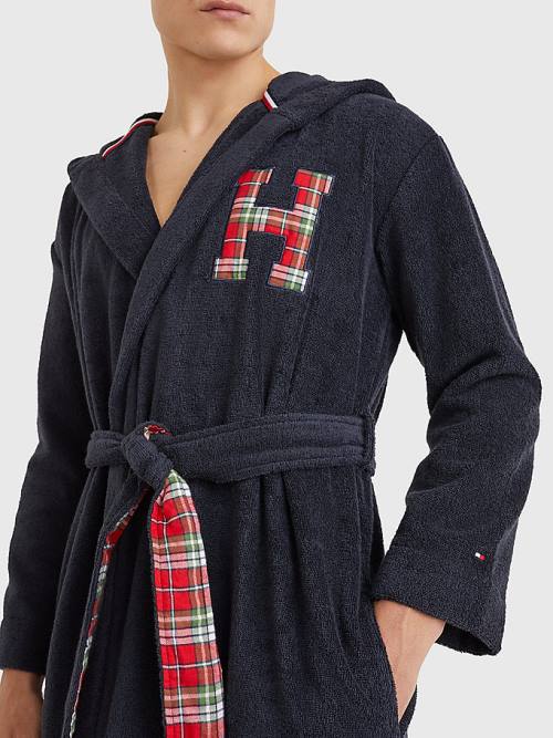 Tommy Hilfiger Exclusive Organic Katoenen Monogram Bathrobe Pyjamas Heren Blauw | TH203SJY