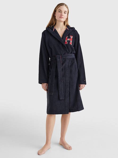 Tommy Hilfiger Exclusive Organic Katoenen Towelling Bathrobe Pyjamas Dames Blauw | TH513FDI