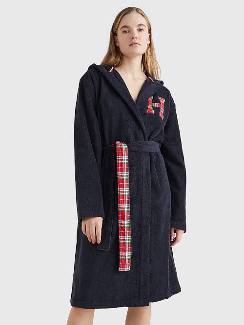 Tommy Hilfiger Exclusive Organic Katoenen Towelling Bathrobe Pyjamas Dames Blauw | TH513FDI