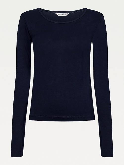 Tommy Hilfiger Extra Slim Fit Long Sleeve T-shirts Dames Blauw | TH546HYV