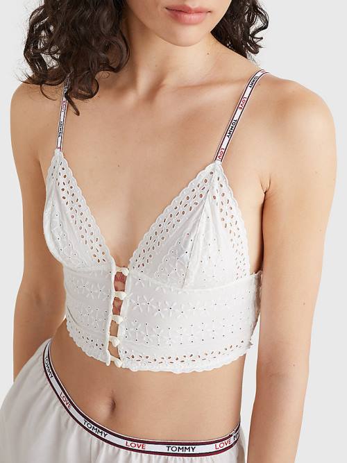 Tommy Hilfiger Eyelet Kanten Longline Bra Ondergoed Dames Wit | TH402CKO