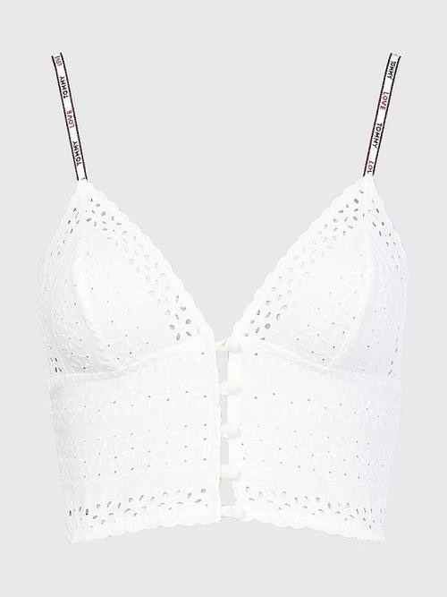 Tommy Hilfiger Eyelet Kanten Longline Bra Ondergoed Dames Wit | TH402CKO