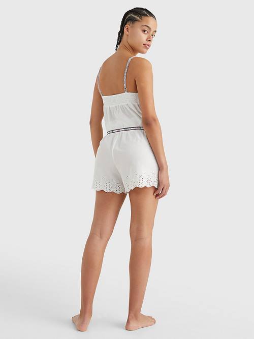 Tommy Hilfiger Eyelet Kanten Shorts Pyjamas Dames Wit | TH134QYI