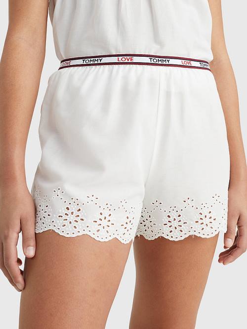 Tommy Hilfiger Eyelet Kanten Shorts Pyjamas Dames Wit | TH134QYI