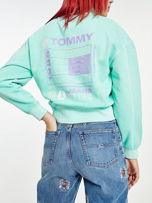 Tommy Hilfiger Faded Boxy Turtleneck Sweatshirts Dames Groen | TH809UHR