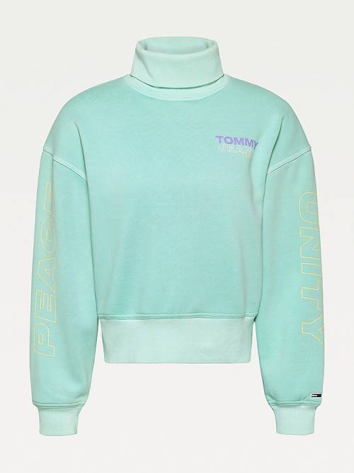 Tommy Hilfiger Faded Boxy Turtleneck Sweatshirts Dames Groen | TH809UHR