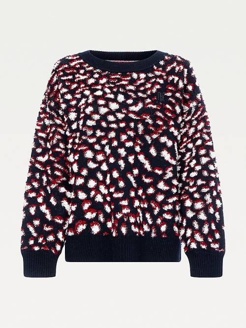 Tommy Hilfiger Feather Jacquard Oversized Monogram Jumper Truien Dames Paars | TH809SIJ