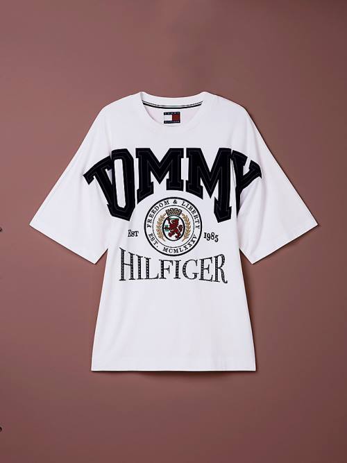 Tommy Hilfiger Festive Logo Crest T-shirts Heren Wit | TH462UJP