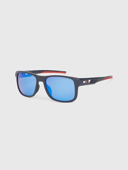 Tommy Hilfiger Flag Detail Rectangular Zonnebril Heren Blauw | TH038QMV