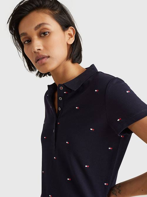 Tommy Hilfiger Flag Embroidery Polo Jurken Dames Blauw | TH902NYL