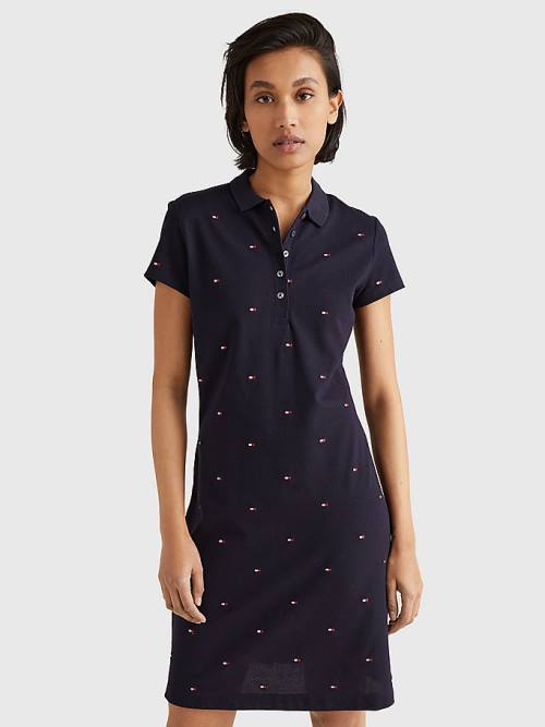 Tommy Hilfiger Flag Embroidery Polo Jurken Dames Blauw | TH902NYL