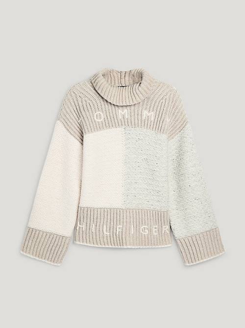 Tommy Hilfiger Flag High Neck Jumper Truien Dames Beige | TH163RUS