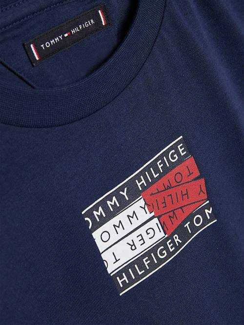 Tommy Hilfiger Flag Logo T-shirts Jongens Blauw | TH096BLA