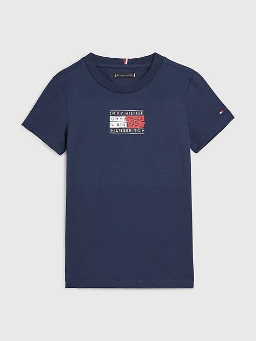 Tommy Hilfiger Flag Logo T-shirts Jongens Blauw | TH096BLA