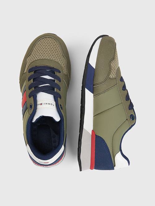 Tommy Hilfiger Flag Low-Top Kanten-Up Sneakers Jongens Groen | TH096UZM