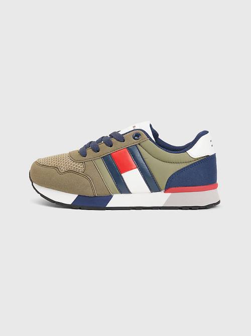 Tommy Hilfiger Flag Low-Top Kanten-Up Sneakers Jongens Groen | TH096UZM