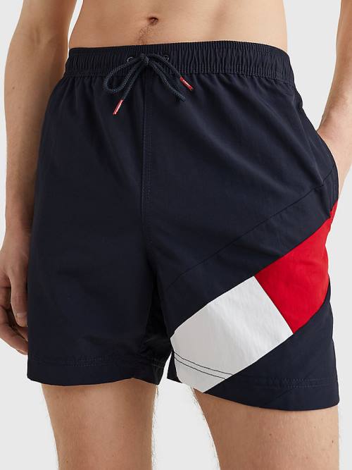 Tommy Hilfiger Flag Mid Length Drawstring Shorts Zwemkleding Heren Blauw | TH036WNK