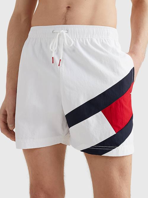 Tommy Hilfiger Flag Mid Length Drawstring Shorts Zwemkleding Heren Wit | TH067JZQ