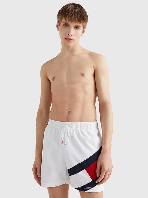 Tommy Hilfiger Flag Mid Length Drawstring Shorts Zwemkleding Heren Wit | TH067JZQ