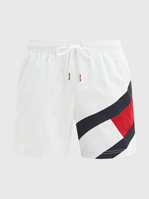 Tommy Hilfiger Flag Mid Length Drawstring Shorts Zwemkleding Heren Wit | TH067JZQ