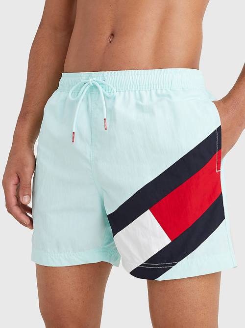 Tommy Hilfiger Flag Mid Length Drawstring Shorts Zwemkleding Heren Blauw | TH183INQ