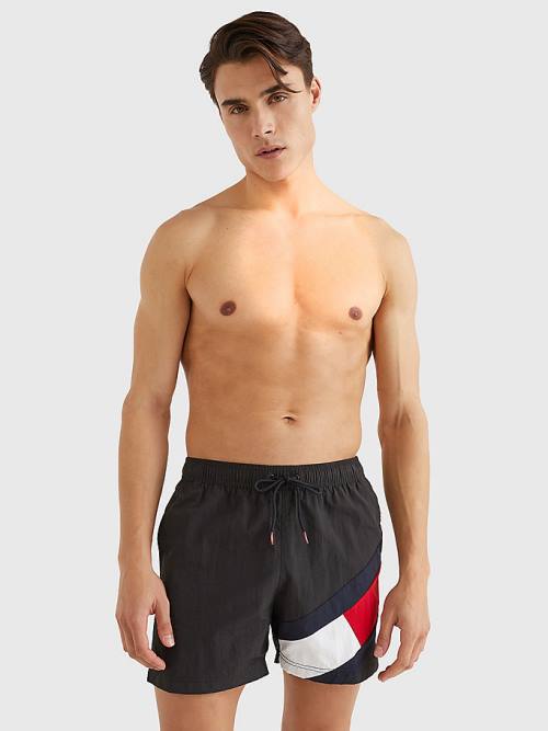 Tommy Hilfiger Flag Mid Length Drawstring Shorts Zwemkleding Heren Zwart | TH280THF