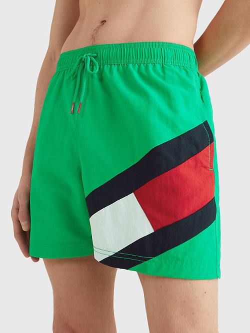 Tommy Hilfiger Flag Mid Length Drawstring Shorts Zwemkleding Heren Groen | TH576ETX