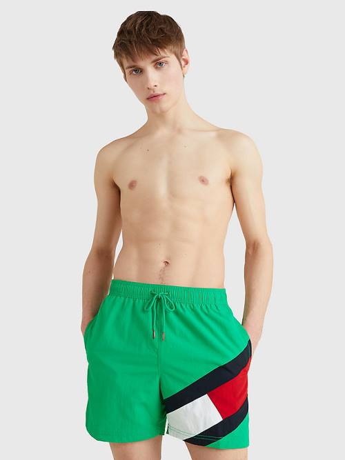 Tommy Hilfiger Flag Mid Length Drawstring Shorts Zwemkleding Heren Groen | TH576ETX