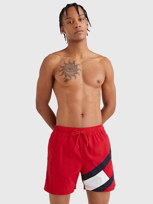 Tommy Hilfiger Flag Mid Length Drawstring Shorts Zwemkleding Heren Rood | TH628HKD