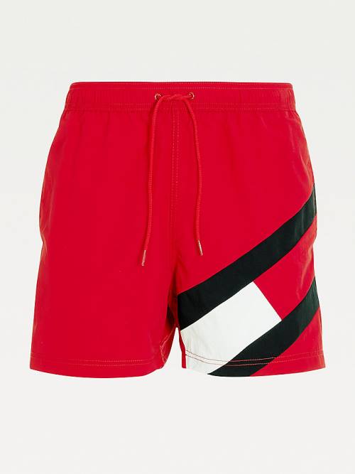 Tommy Hilfiger Flag Mid Length Drawstring Shorts Zwemkleding Heren Rood | TH628HKD