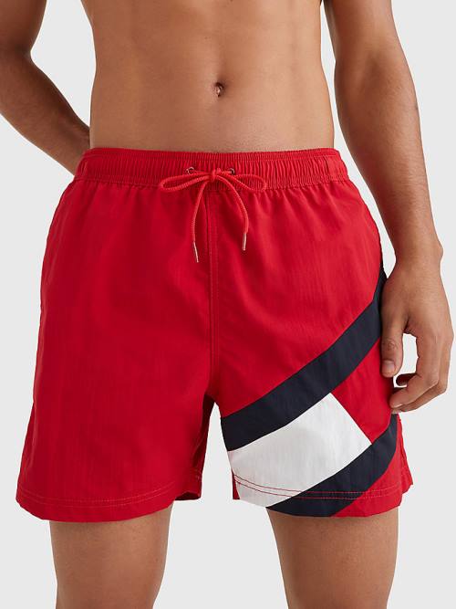 Tommy Hilfiger Flag Mid Length Drawstring Shorts Zwemkleding Heren Rood | TH628HKD