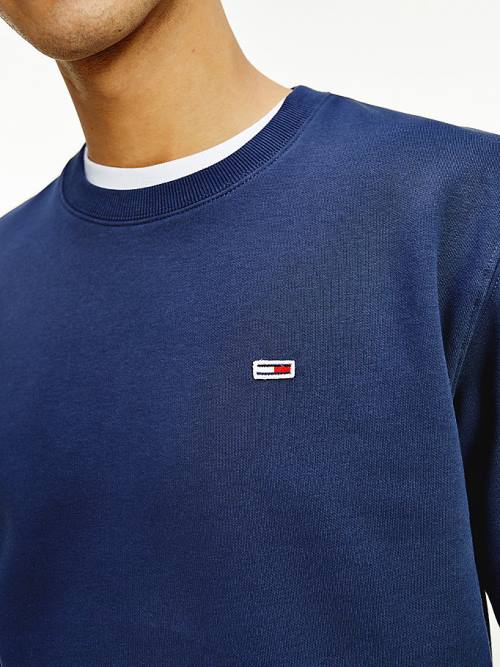 Tommy Hilfiger Flag Patch Fleece Sweatshirts Heren Blauw | TH865CAL