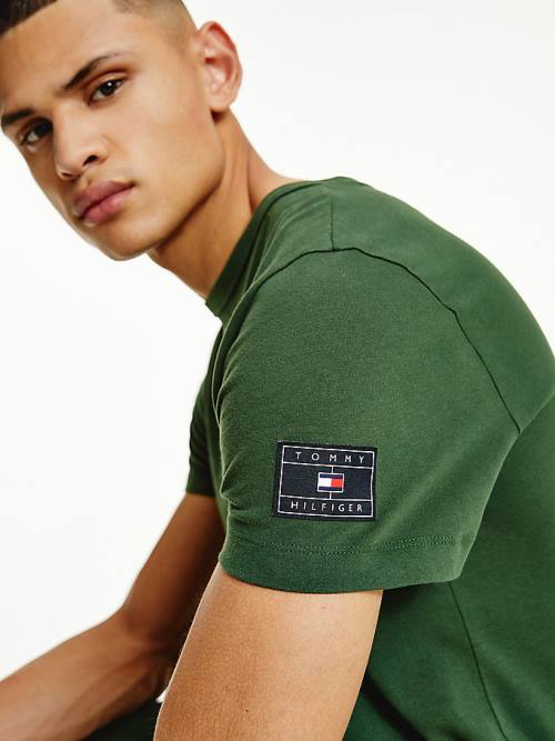 Tommy Hilfiger Flag Patch Sleeve T-shirts Heren Groen | TH347SLK