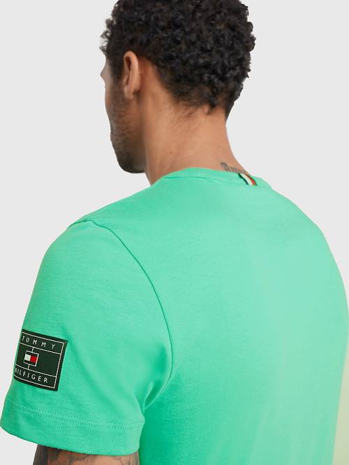 Tommy Hilfiger Flag Patch Sleeve T-shirts Heren Groen | TH619ESB