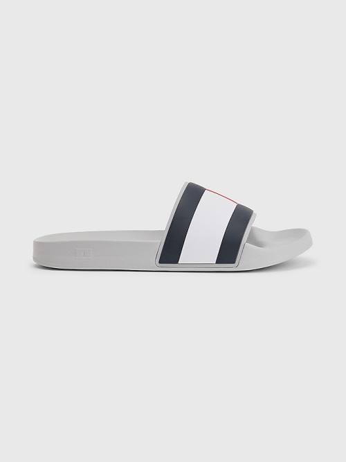 Tommy Hilfiger Flag Pool Slides Sandalen Heren Grijs | TH407SVN