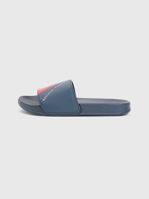 Tommy Hilfiger Flag Print Pool Slides Sandalen Jongens Blauw | TH027UIR