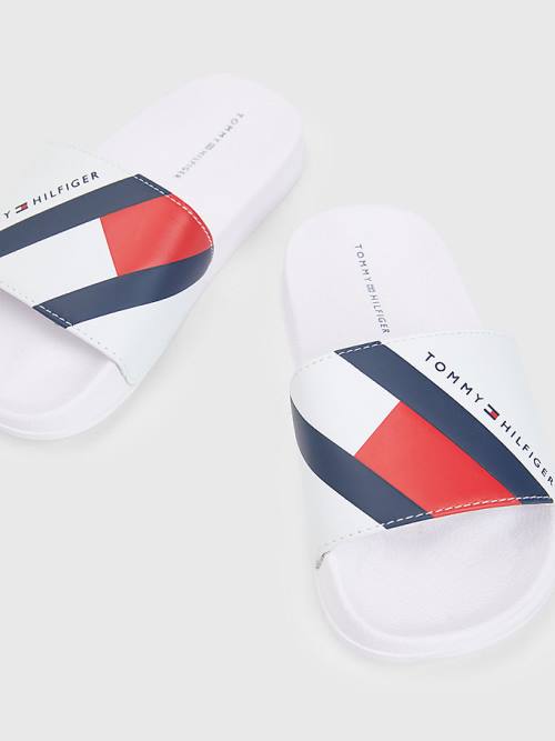 Tommy Hilfiger Flag Print Pool Slides Sandalen Jongens Wit | TH385DCF