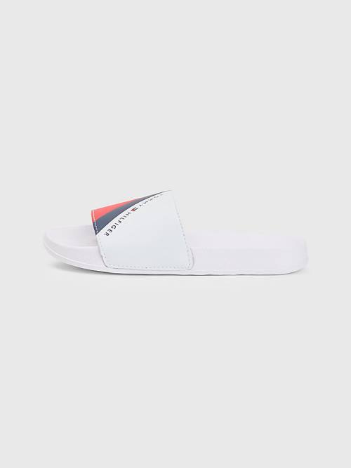 Tommy Hilfiger Flag Print Pool Slides Sandalen Jongens Wit | TH385DCF