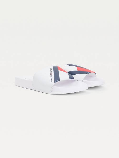 Tommy Hilfiger Flag Print Pool Slides Sandalen Jongens Wit | TH385DCF